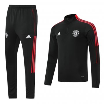 Tuta Da Track Felpa Manchester United Bambino 2021-22 Negro