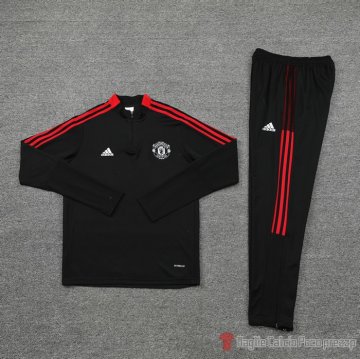 Tuta Da Track Felpa Manchester United Bambino 2021-22 Negro