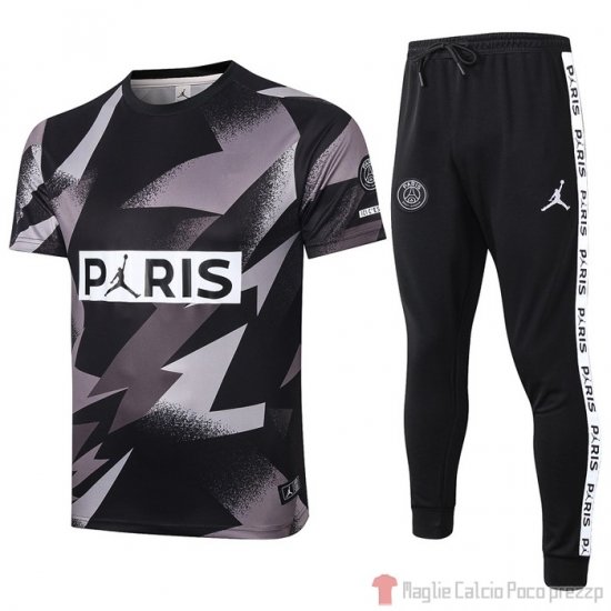 Tuta da Track Paris Saint-Germain Manica Corta 2020/2021 Nero e Grigio - Clicca l'immagine per chiudere