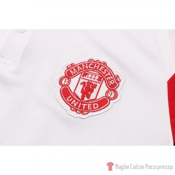 Maglia Polo Manchester United 21-22 Bianco E Rosso