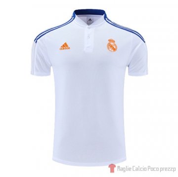Maglia Polo Real Madrid 22-23 Bianco E Blu Maglia Polo Real Madrid 22-23 Bianco E Blu