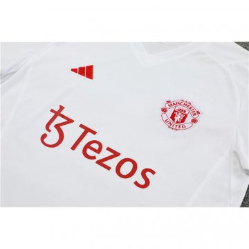 Tuta da Track Manchester United Manica Corta 23-24 Blanco - Pantalon Corto