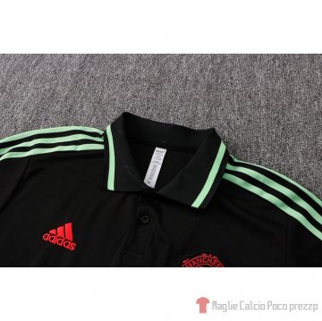 Maglia Polo Manchester United 21-22 Negro Y Verde