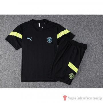 Tuta Manchester City Manica Corta 2022-23 Negro - Pantalon Corto