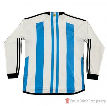 Maglia Argentina 3 Estrellas Home Maniche Lunghe 2022