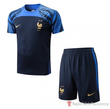 Tuta Da Track Francia Manica Corta 2022-23 Blu - Pantalon Corto Tuta Da Track Francia Manica Corta 2022-23 Blu - Pantalon Corto