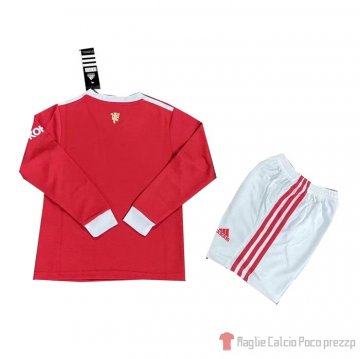 Maglia Manchester United Home Manica Lunga Bambino 21-22