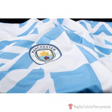 Maglia Pre-partita Manchester City 2022 Blu E Bianco