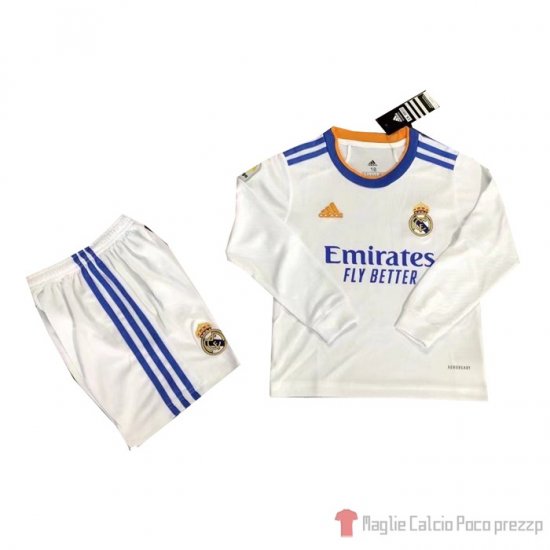 Maglia Real Madrid Home Manica Lunga Bambino 21-22 - Clicca l'immagine per chiudere