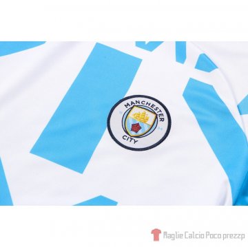 Tuta Da Track Felpa Manchester City 22-23 Bianco E Blu