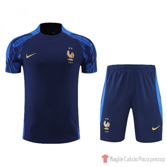 Tuta Da Track Francia Manica Corta 2022-2023 Blu - Pantalon Corto - Clicca l'immagine per chiudere