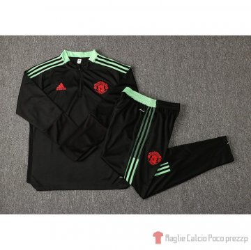 Tuta Da Track Felpa Manchester United Bambino 21-22 Negro