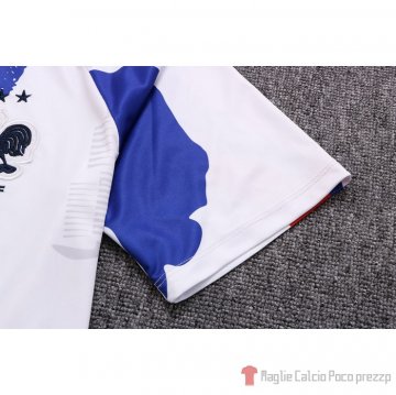 Tuta Da Track Francia Manica Corta 22-23 Bianco Rosso Blu - Pantalon Corto