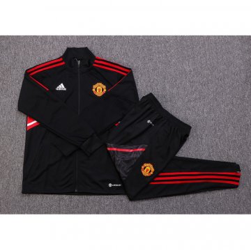 Tuta Da Track Giacca Manchester United Bambino 22-23 Nero E Rosso