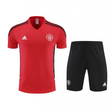 Tuta Da Track Manchester United Manica Corta 22-23 Rosso - Pantalon Corto Tuta Da Track Manchester United Manica Corta 22-23 Rosso - Pantalon Corto