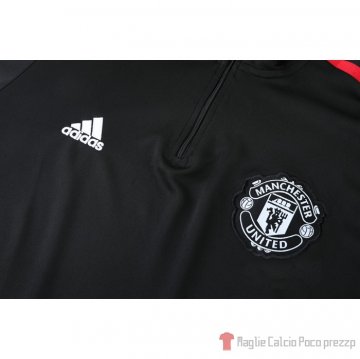 Tuta Da Track Felpa Manchester United Bambino 2021-22 Negro