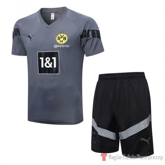 Tuta Da Track Borussia Dortmund Manica Corta 2022-23 Gris - Pantalon Corto - Clicca l'immagine per chiudere