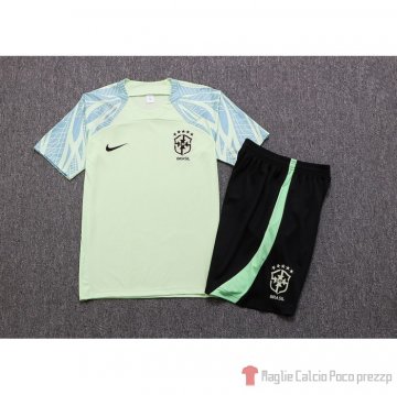 Tuta Da Track Brasileee Manica Corta 22-23 Verde - Pantalon Corto