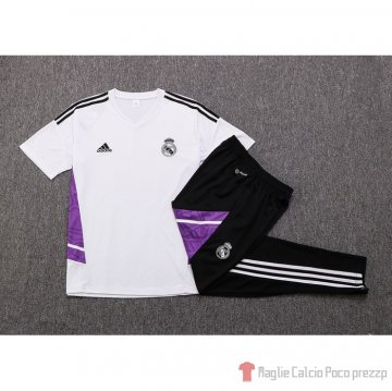 Tuta Da Track Real Madrid Manica Corta 2022-23 Bianco E Purpura