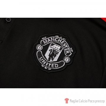 Maglia Polo Manchester United 21-22 Negro Y Rojo