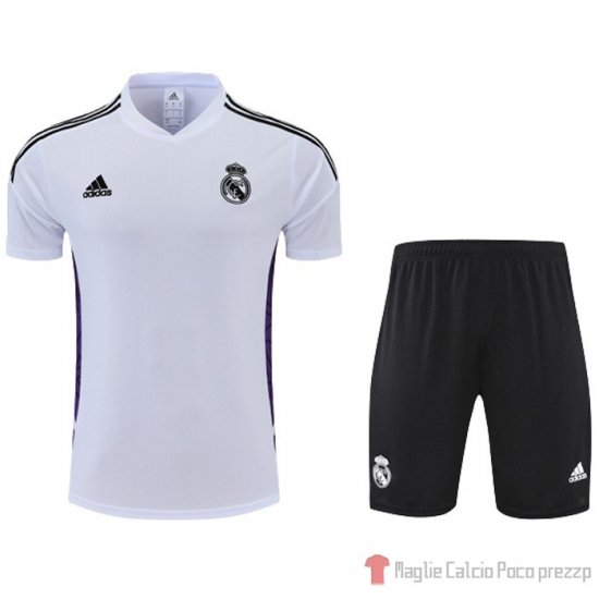 Tuta Da Track Real Madrid Manica Corta 2022-23 Bianco E Purpura - Pantalon Corto - Clicca l'immagine per chiudere