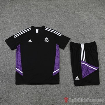 Tuta Da Track Real Madrid Manica Corta 22-23 Nero E Purpura - Pantalon Corto