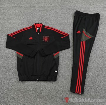 Giacca Della Tuta Manchester United 2022-23 Negro Y Rojo