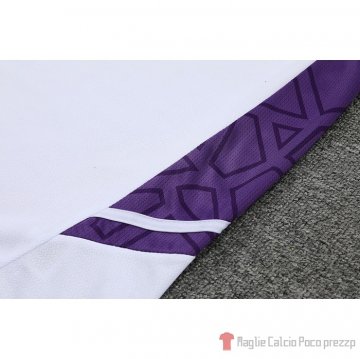 Tuta Da Track Real Madrid Manica Corta 2022-23 Bianco E Purpura - Pantalon Corto