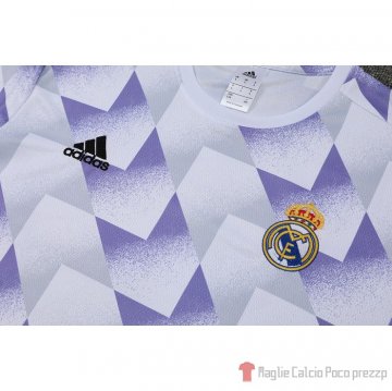Tuta Da Track Real Madrid Manica Corta 22-23 Bianco E Purpura - Pantalon Corto