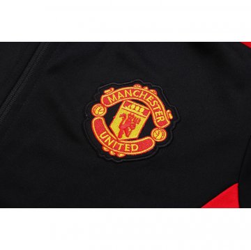 Tuta Da Track Giacca Manchester United Bambino 22-23 Nero E Rosso