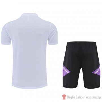 Tuta Da Track Real Madrid Manica Corta 2022-23 Bianco E Purpura - Pantalon Corto