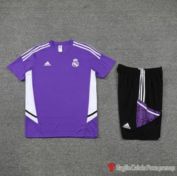 Tuta Da Track Real Madrid Manica Corta 22-23 Purpura - Pantalon Corto